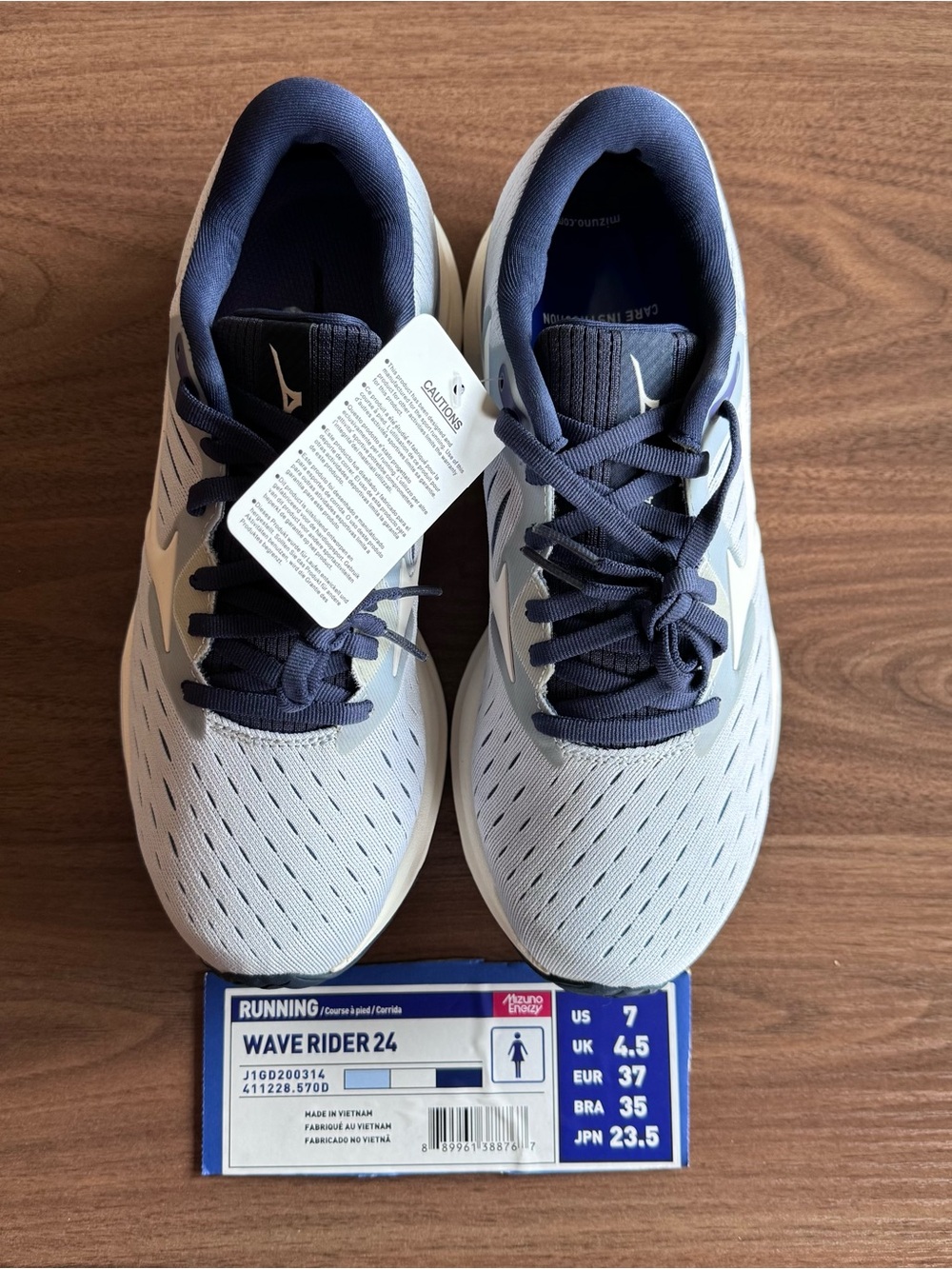 Mizuno Wave Rider 24 Women’s Running Shoes - Light Gray/Navy - Size 7